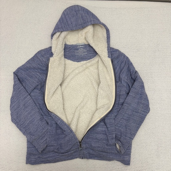 L.L. Bean Blue Sherpa-Lined Zip-Up Hoodie - Picture 4 of 6